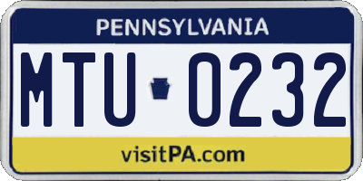 PA license plate MTU0232