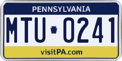 PA license plate MTU0241