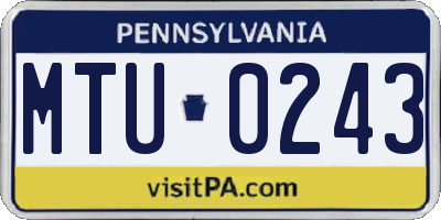 PA license plate MTU0243
