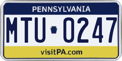 PA license plate MTU0247