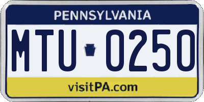 PA license plate MTU0250