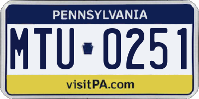 PA license plate MTU0251