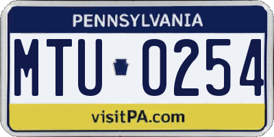 PA license plate MTU0254