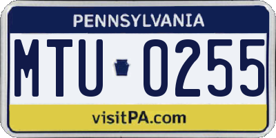 PA license plate MTU0255