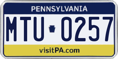 PA license plate MTU0257