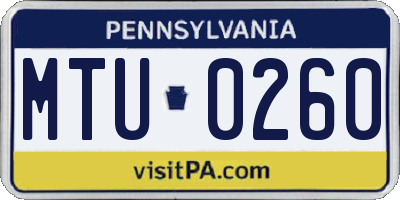 PA license plate MTU0260