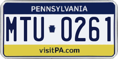 PA license plate MTU0261
