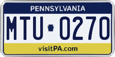 PA license plate MTU0270