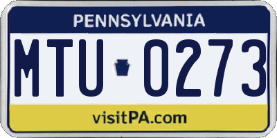 PA license plate MTU0273