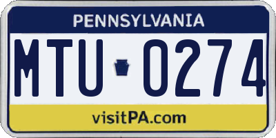 PA license plate MTU0274