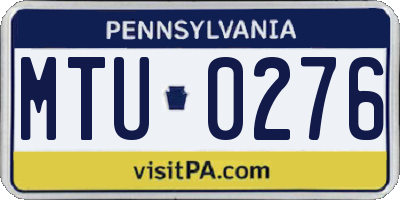 PA license plate MTU0276