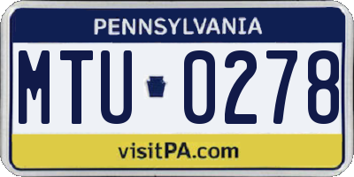 PA license plate MTU0278
