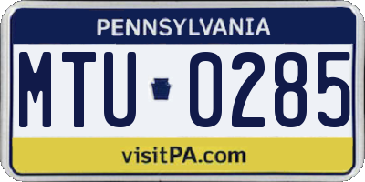 PA license plate MTU0285