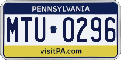 PA license plate MTU0296