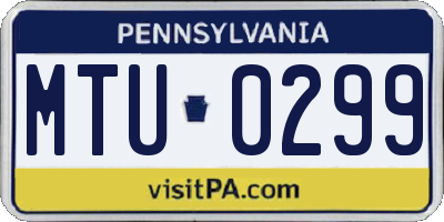 PA license plate MTU0299