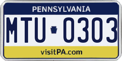 PA license plate MTU0303