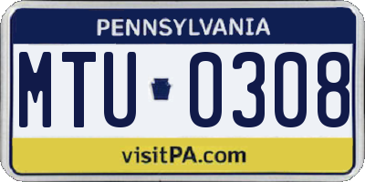 PA license plate MTU0308
