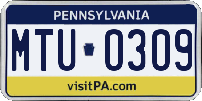 PA license plate MTU0309