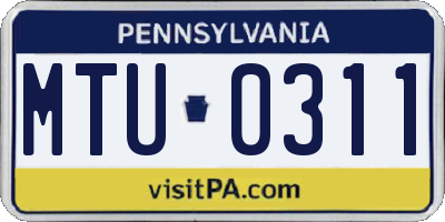 PA license plate MTU0311