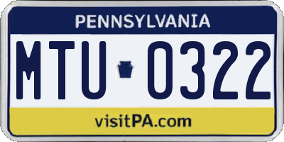 PA license plate MTU0322