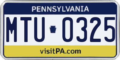 PA license plate MTU0325
