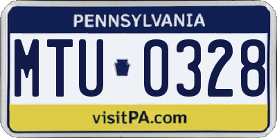 PA license plate MTU0328