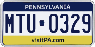 PA license plate MTU0329