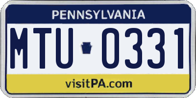 PA license plate MTU0331