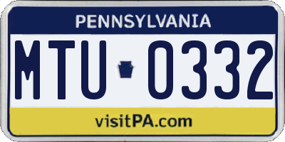 PA license plate MTU0332