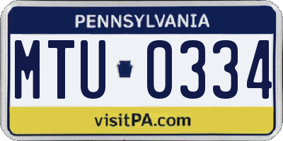 PA license plate MTU0334