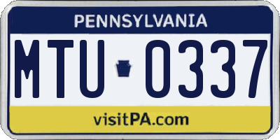 PA license plate MTU0337