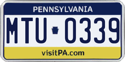 PA license plate MTU0339
