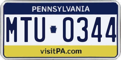PA license plate MTU0344