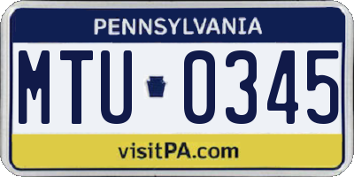 PA license plate MTU0345