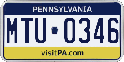 PA license plate MTU0346