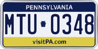 PA license plate MTU0348