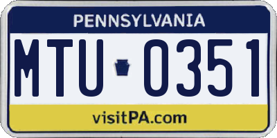 PA license plate MTU0351