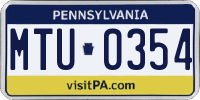 PA license plate MTU0354