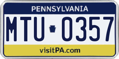 PA license plate MTU0357