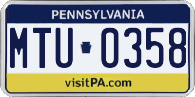 PA license plate MTU0358