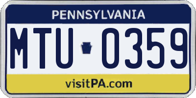 PA license plate MTU0359
