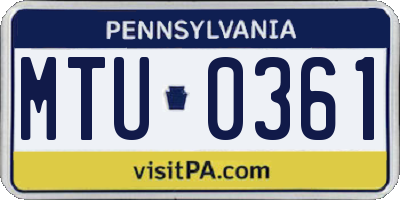 PA license plate MTU0361