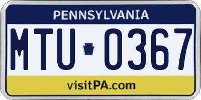 PA license plate MTU0367