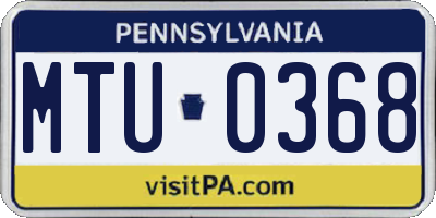 PA license plate MTU0368