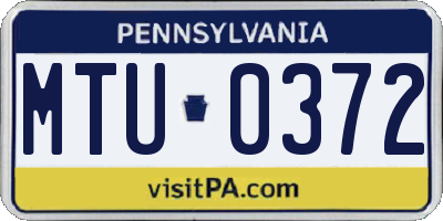 PA license plate MTU0372