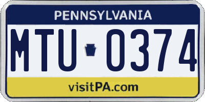 PA license plate MTU0374