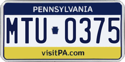 PA license plate MTU0375