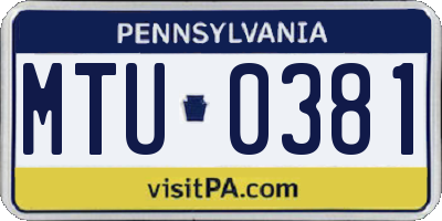PA license plate MTU0381