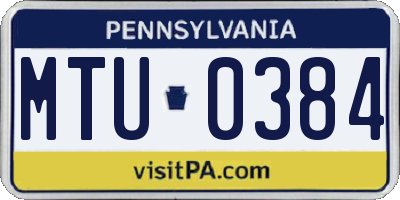 PA license plate MTU0384