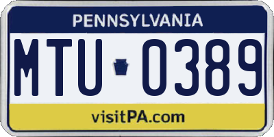 PA license plate MTU0389
